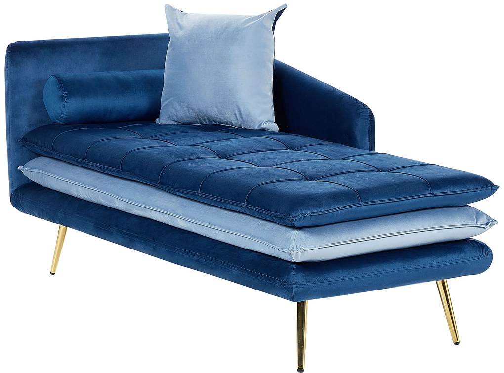 Chaise longue sinistra velluto blu e azzurro GONESSE Beliani