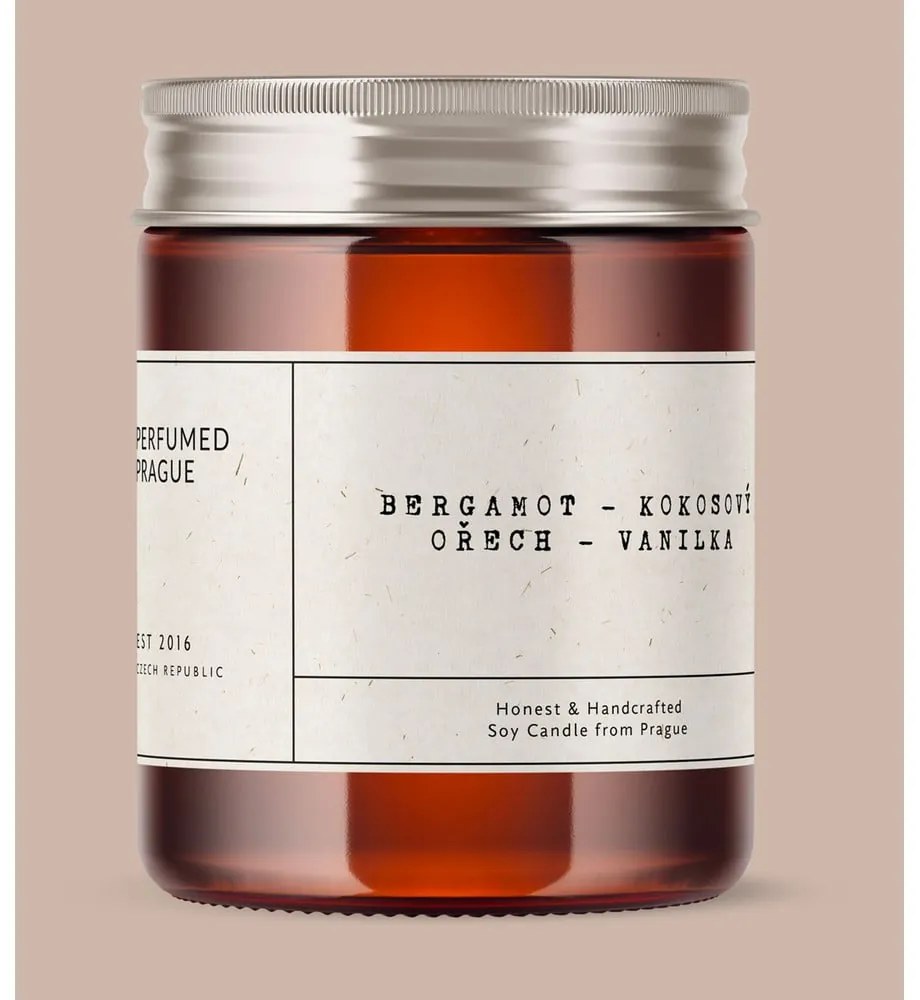 Candela in cera di soia profumata tempo di combustione 40 h #32 Bergamot, Coconut, Vanilla – Perfumed Prague