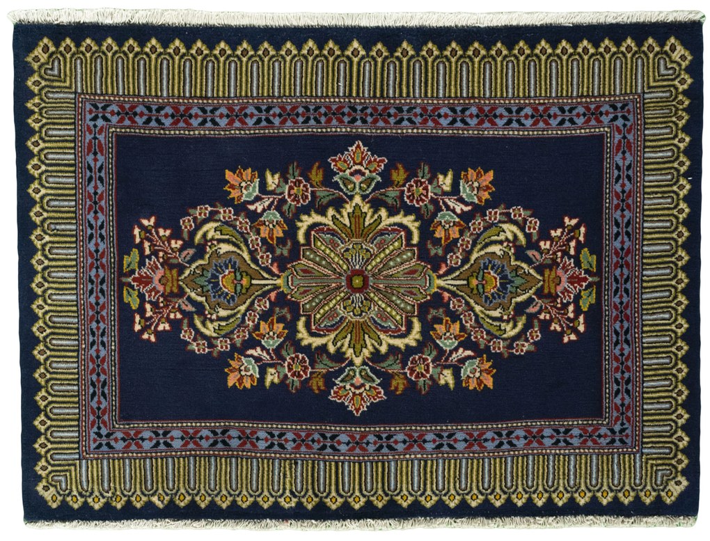 Kashan Tappeto persiano 70x100 Blu (Iran) Annodato A Mano