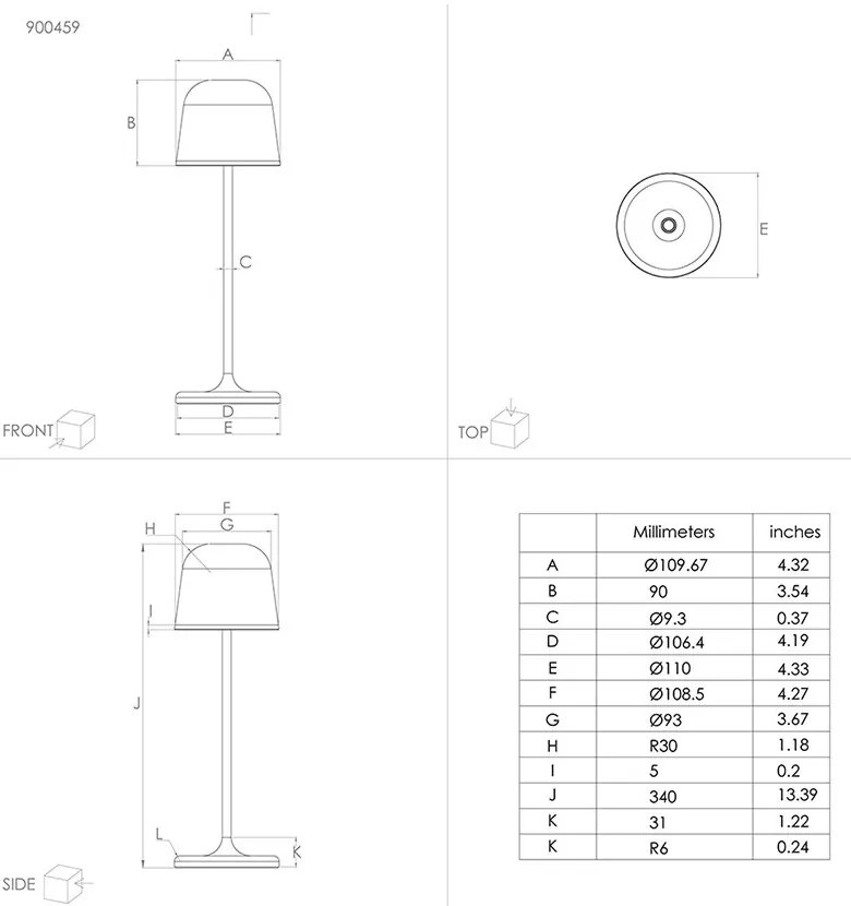 Lampade Da Tavolo Esterno Mannera Alluminio Ruggine Policarbonato Bianco Led