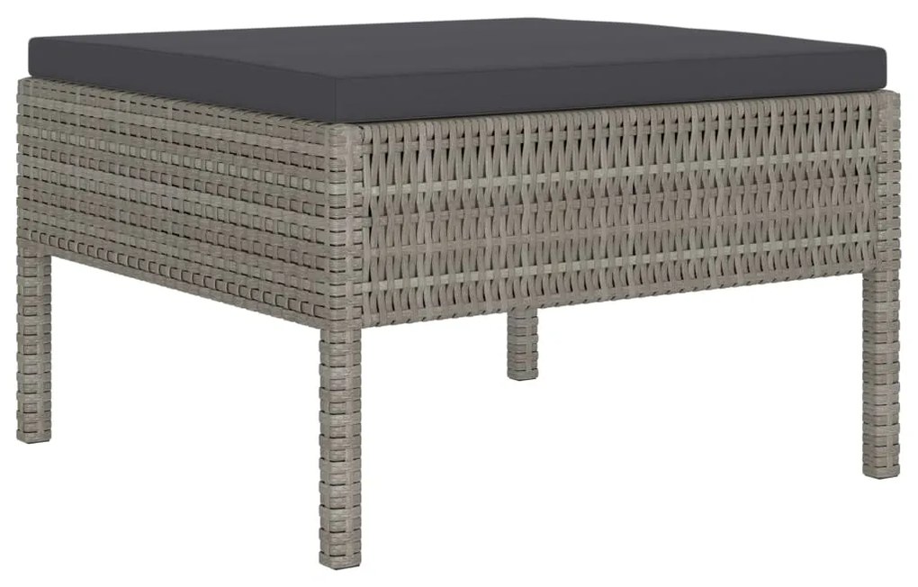 Set divani da giardino 6 pz con cuscini in polyrattan grigio