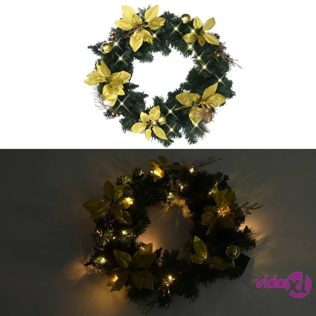vidaXL Ghirlanda di Natale con Lucine LED Verde 60 cm in PVC