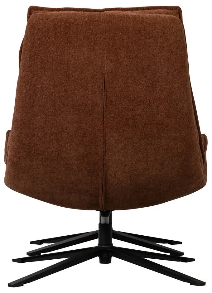 Poltrona con poggiapiedi marrone girevole con rivestimento in ciniglia Kube – WOOOD