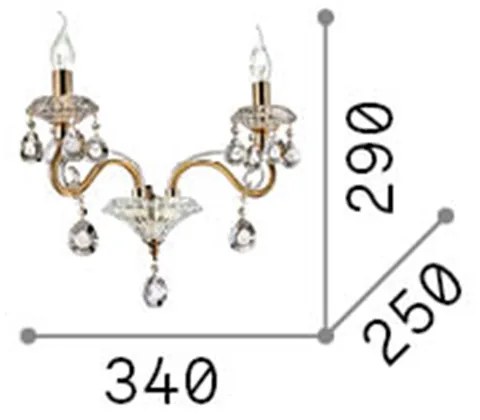 Applique Classica Negresco Metallo-Cristallo Trasparente 2 Luci E14