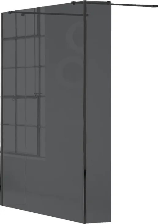Box doccia walk-in Wens, vetro fumè 6 mm, H 200 cm, profilo nero