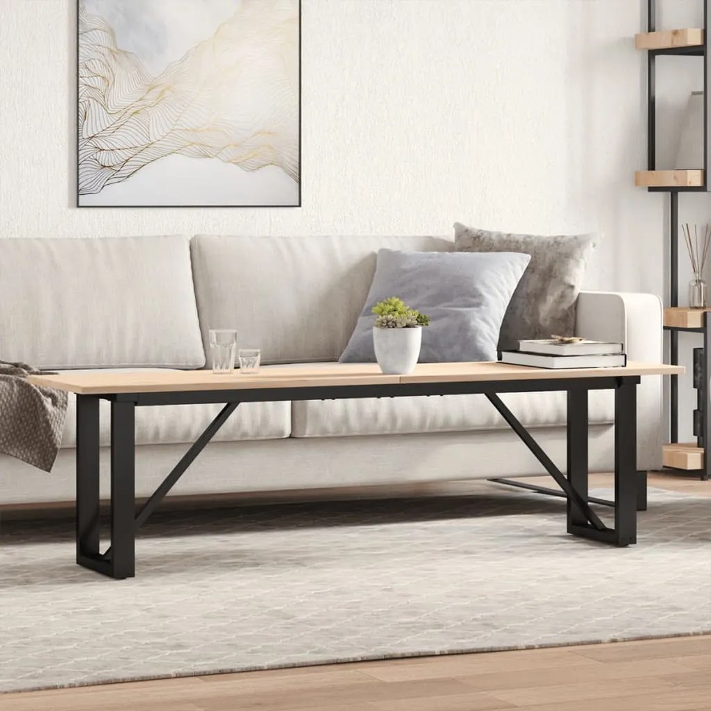 Tavolino Salotto Telaio A O 160x40x45cm Legno Pino E Acciaio /