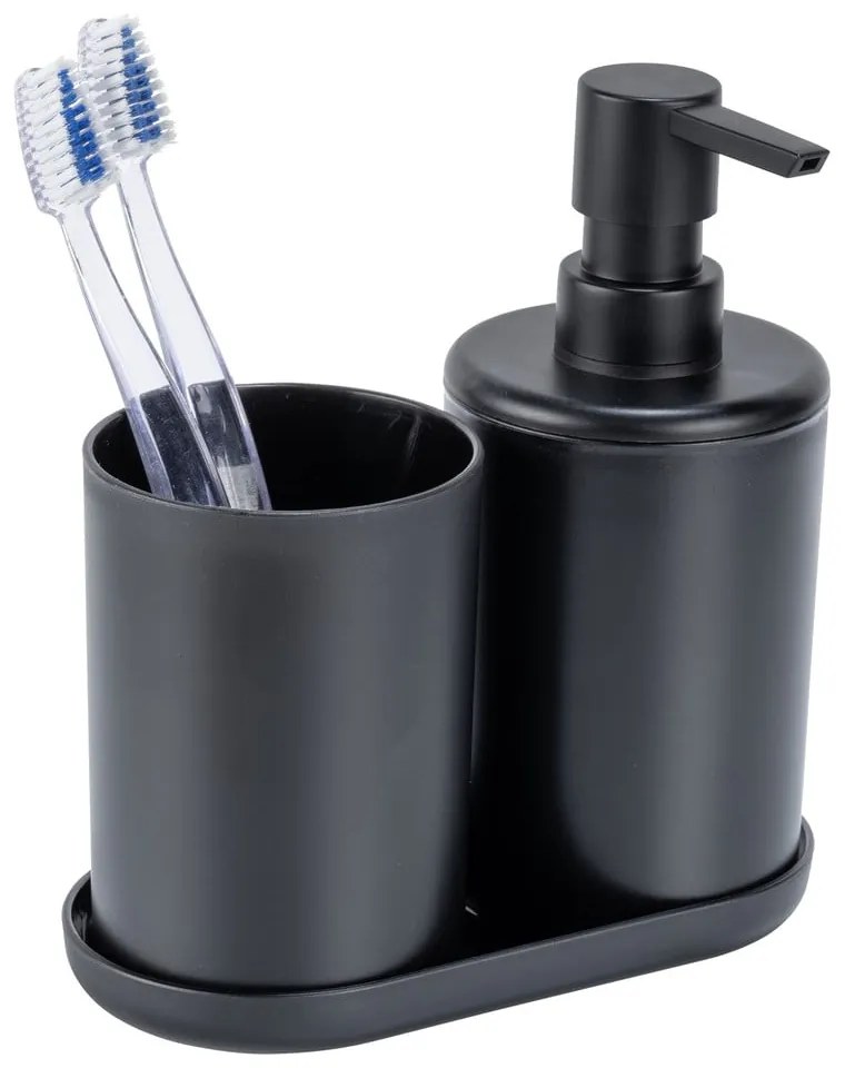 Set di accessori per il bagno nero opaco in plastica Fano – Allstar