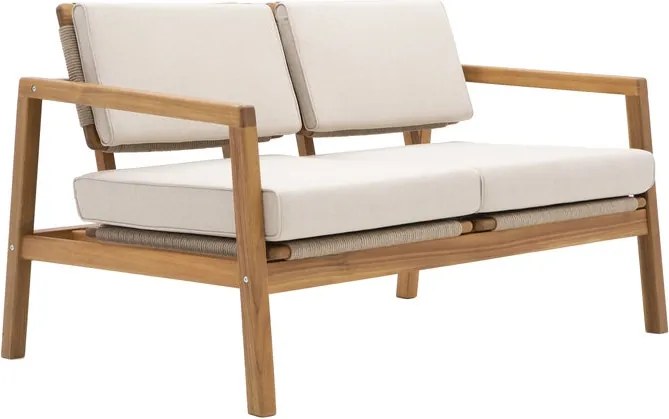 Divano da giardino con cuscino beige e braccioli Oasis NATERIAL da 2 posti, struttura in acacia marrone seduta in acacia marrone, L 124 x H 74 x P 80 cm