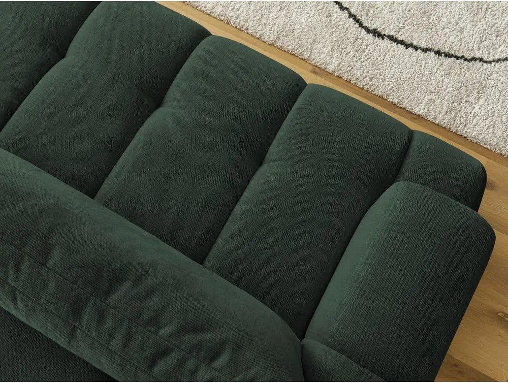 Divano verde allungabile e con contenitore rivestito in ciniglia 251 cm Fuji – Bobochic Paris