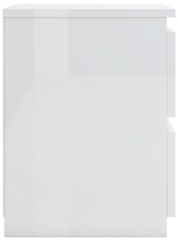 Comodino Bianco Lucido 30x30x40 cm in Legno Multistrato
