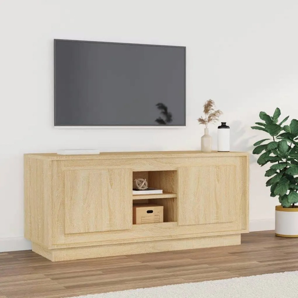 Mobile Porta Tv Rovere Sonoma 102x35x45 Cm İn Legno Multistrato /