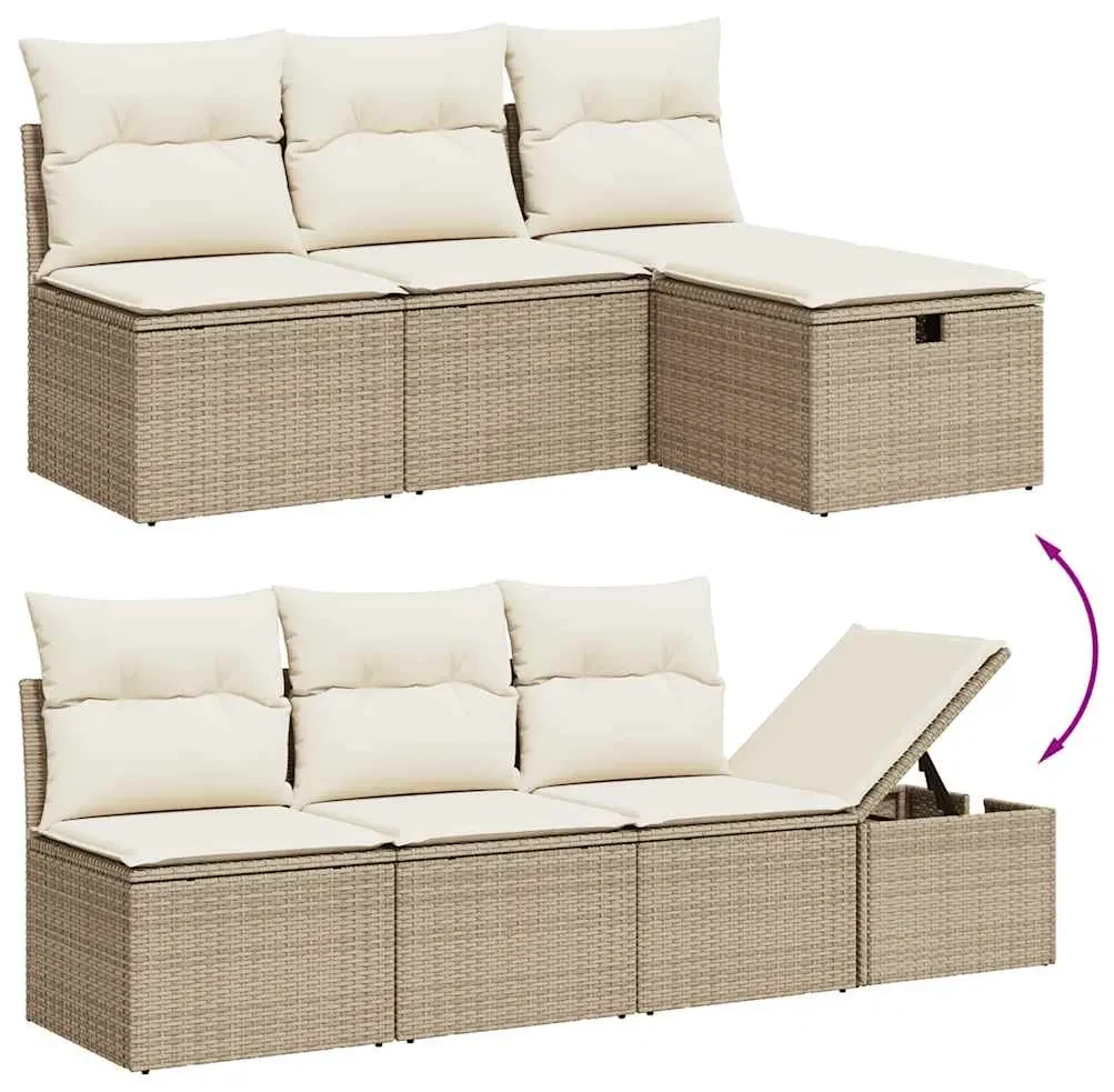 Set divano da giardino 8 pz con cuscini beige in polyrattan