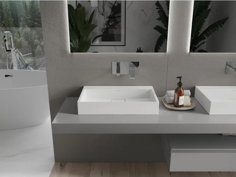 Mexen Ava lavello da appoggio in conglomerato B/O 60 x 38 cm, bianco - 23016000