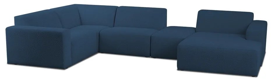 Divano angolare blu scuro in tessuto bouclé (a U) Roxy - Scandic