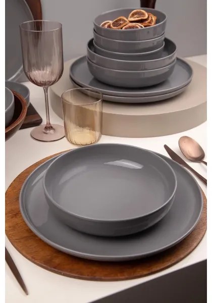 Set da tavola 12 pezzi in porcellana grigia
