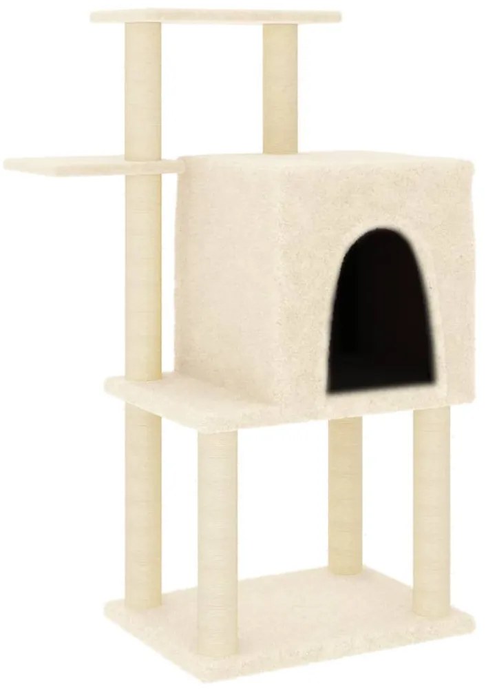 Albero per gatti con tiragraffi in sisal crema 97 cm