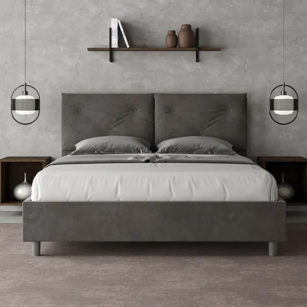 Letto contenitore da 160x190 in microfibra grigio Appia