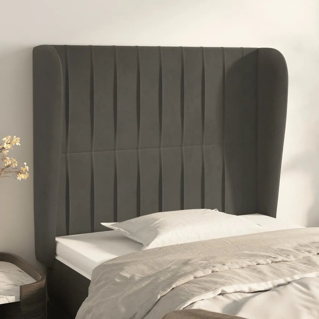 Testiera Ad Orecchio Grigioscuro 103x23x118/128cm İn Velluto /