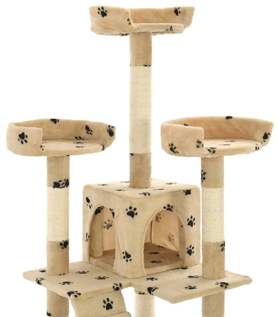 Albero per gatti tiragraffi sisal 170 cm zampe stampate beige