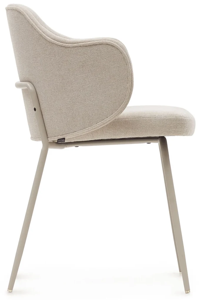 Kave Home - Sedia Yunia beige con gambe in acciaio finitura verniciata beige  FR