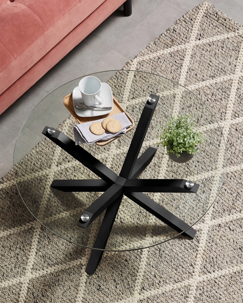 Kave Home - Tavolino da caffè Argo Ø 82 cm vetro nero
