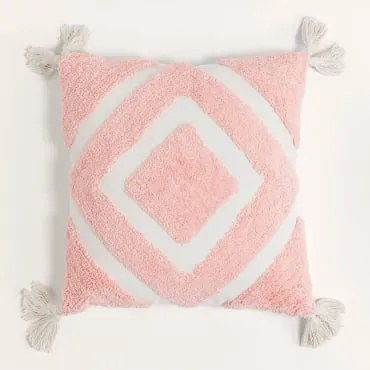 Cuscino quadrato in cotone (45x45 cm) Seminatore Rosa Quarzo - Sklum