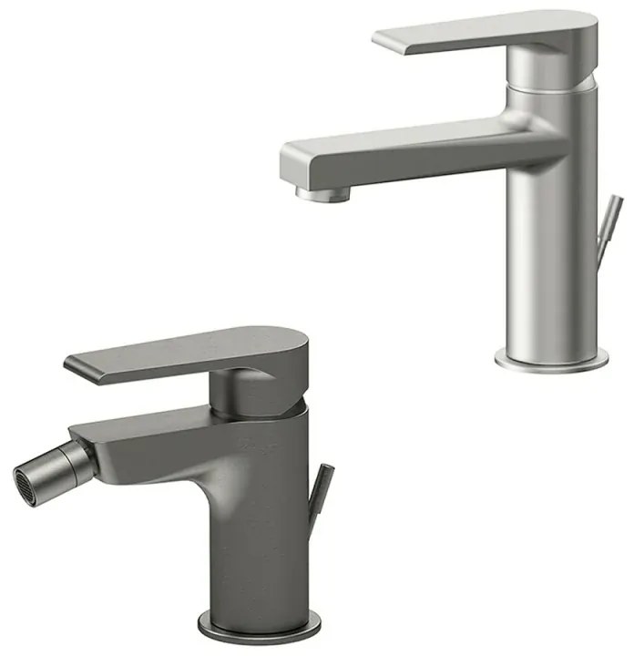 Set miscelatori lavabo e bidet spazzolato Mariani Artic scarico incluso