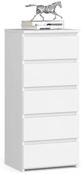 Cassettiera Moderna 40x35x92 Cm 5 Cassetti Bianco Opaco Artika