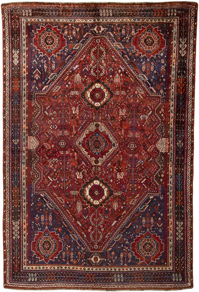 Shiraz Tappeto 180x270 Rosso (Iran) Annodato A Mano