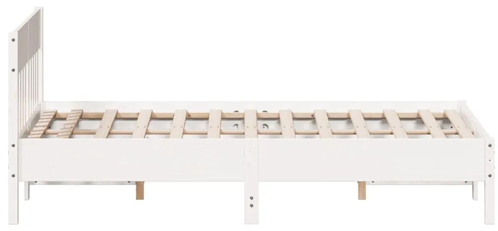 Giroletto con testiera bianco 140x190 cm in legno massello pino