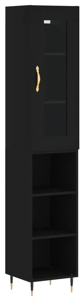 Credenza nera 34,5x34x180 cm in legno multistrato