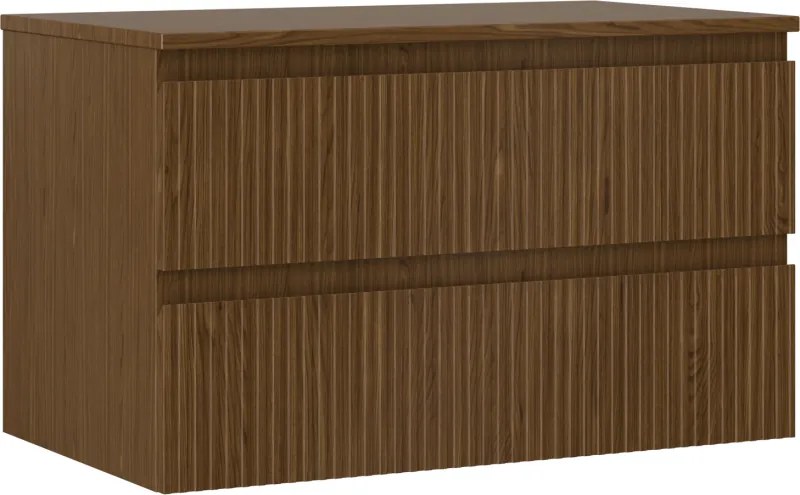 Mexen Rivel mobile bagno sottolavabo 80 cm con piano, 2 cassetti, scanalatura, noce - 91A20-08047-2-BFFC86