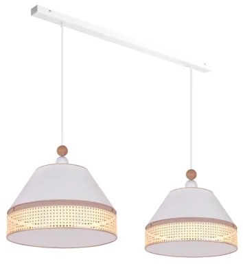 Duolla - Lampadario a sospensione con filo AVIGNON 2xE27/15W/230V bianco/rattan
