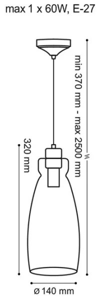 Lampadario a sospensione con filo VETRO 1xE27/60W/230V