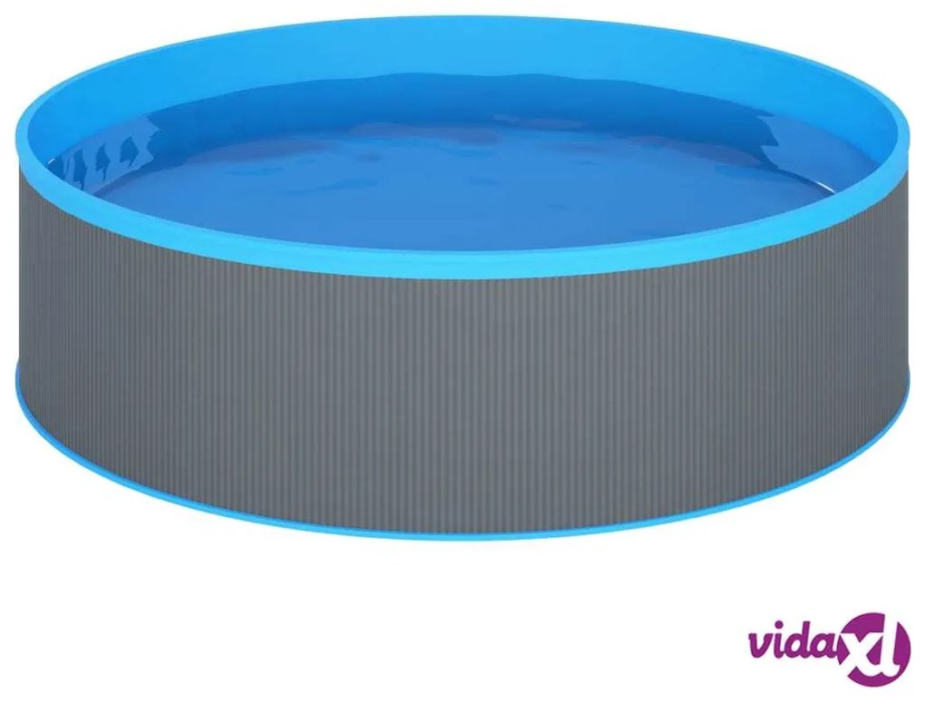 vidaXL Piscina con Scaletta a 4 Gradini 350x90 cm Grigia