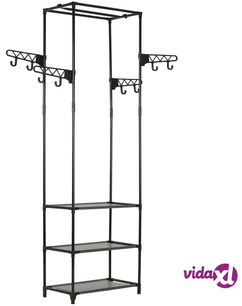 vidaXL Appendiabiti Acciaio e Tessuto non Tessuto 55x28,5x175cm Nero