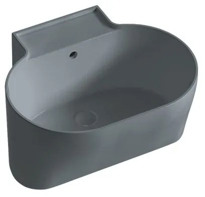 Lavabo da appoggio Tino COLAVENE ovale in ceramica L 60 x H 35 x P 50 cm grigio opaco piletta non inclusa