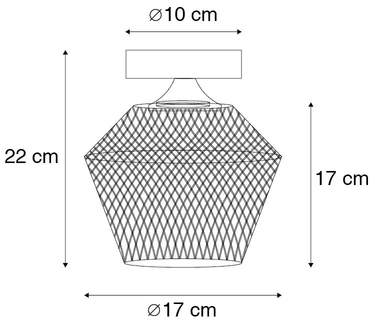 Lampada da soffitto intelligente in ottone con vetro fumé incl. Wi-Fi A60 - Karce