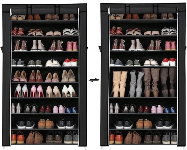 Armadio in tessuto con ripiani MATIS 88x160 cm nero