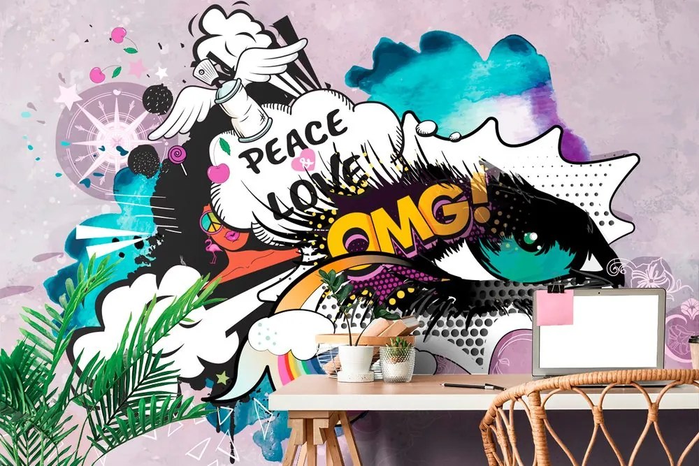 Carta da parati – Graffiti verde occhio