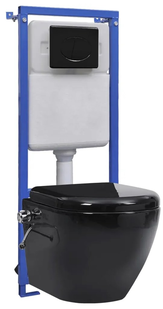 Toilette Senza Bordi Muro Con Cassetta Scomparsa Ceramica Nera /