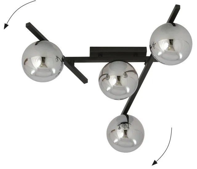 Lampadario da Soffitto in Acciaio e Vetro SMART 4 Nero 4xE14 Colore delle Sfere Grafite