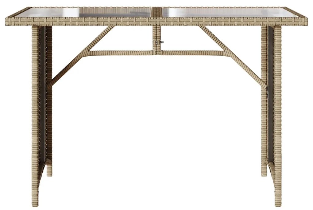 Tavolo da giardino piano in vetro beige 110x68x70 cm polyrattan