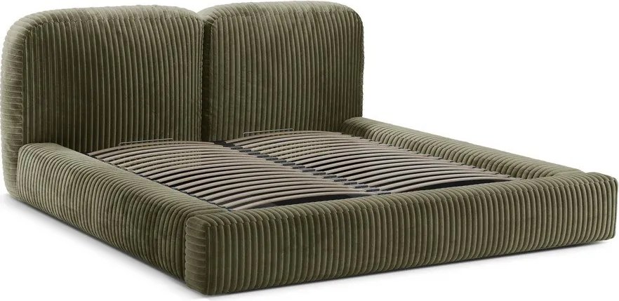 Letto matrimoniale imbottito verde con contenitore con rete inclusa 160x200 cm Martina – Micadoni