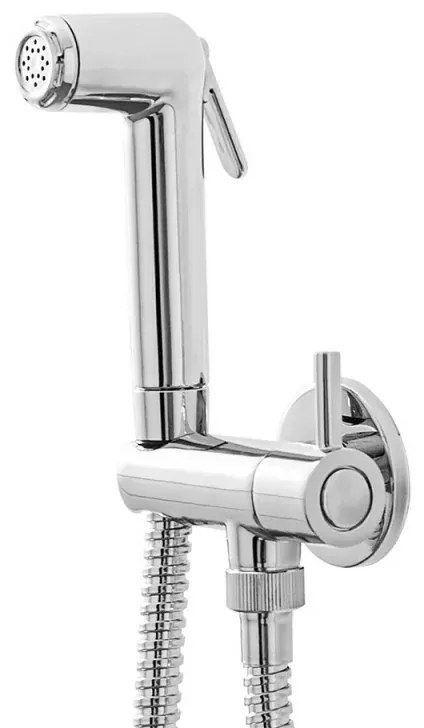 Set doccetta bidet cromata in abs con pulsante on/off e supporto con rubinetto