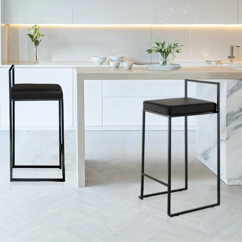 Sgabello da bar nero in similpelle (altezza della seduta 65 cm) Dodo – Tomasucci