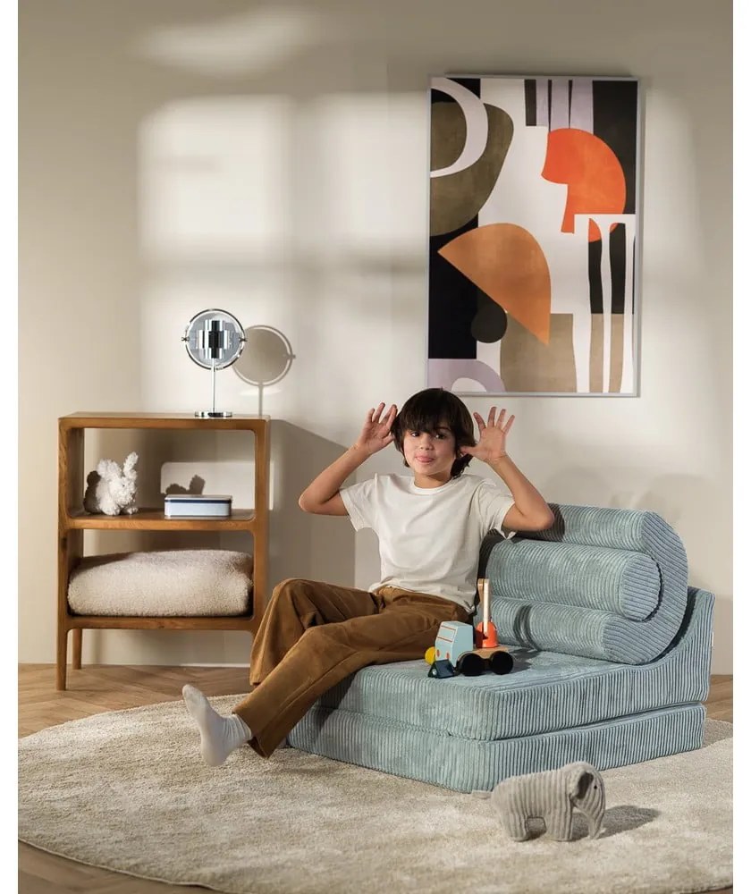 Poltrona per bambini color menta con rivestimento in velluto a coste Flipster – Wigiwama