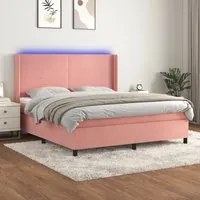 Letto a Molle con Materasso e LED Rosa 180x200 cm in Velluto 3139462