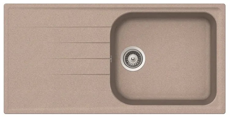 Lavello integrato 1 vasca con gocciolatoio laterale destro o sinistro DELINIA Elba quarzo L 50 x L 100 cm sabbia