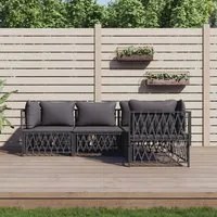 Set Salotto da Giardino 4 pz con Cuscini in Acciaio Antracite 3186869